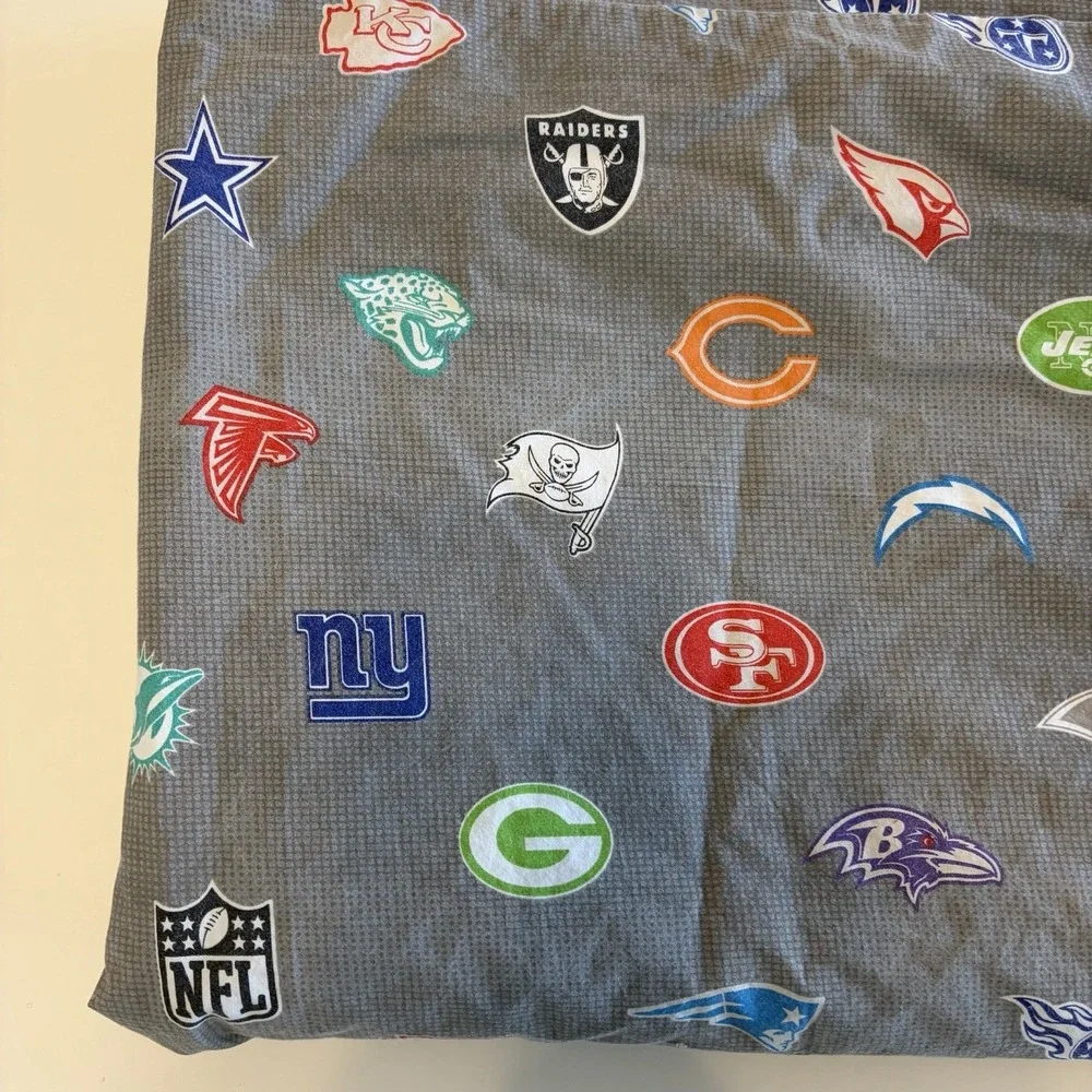 Pottery Barn Teen NFL Logos Flat Sheet Queen Size Football Redskins Raiders